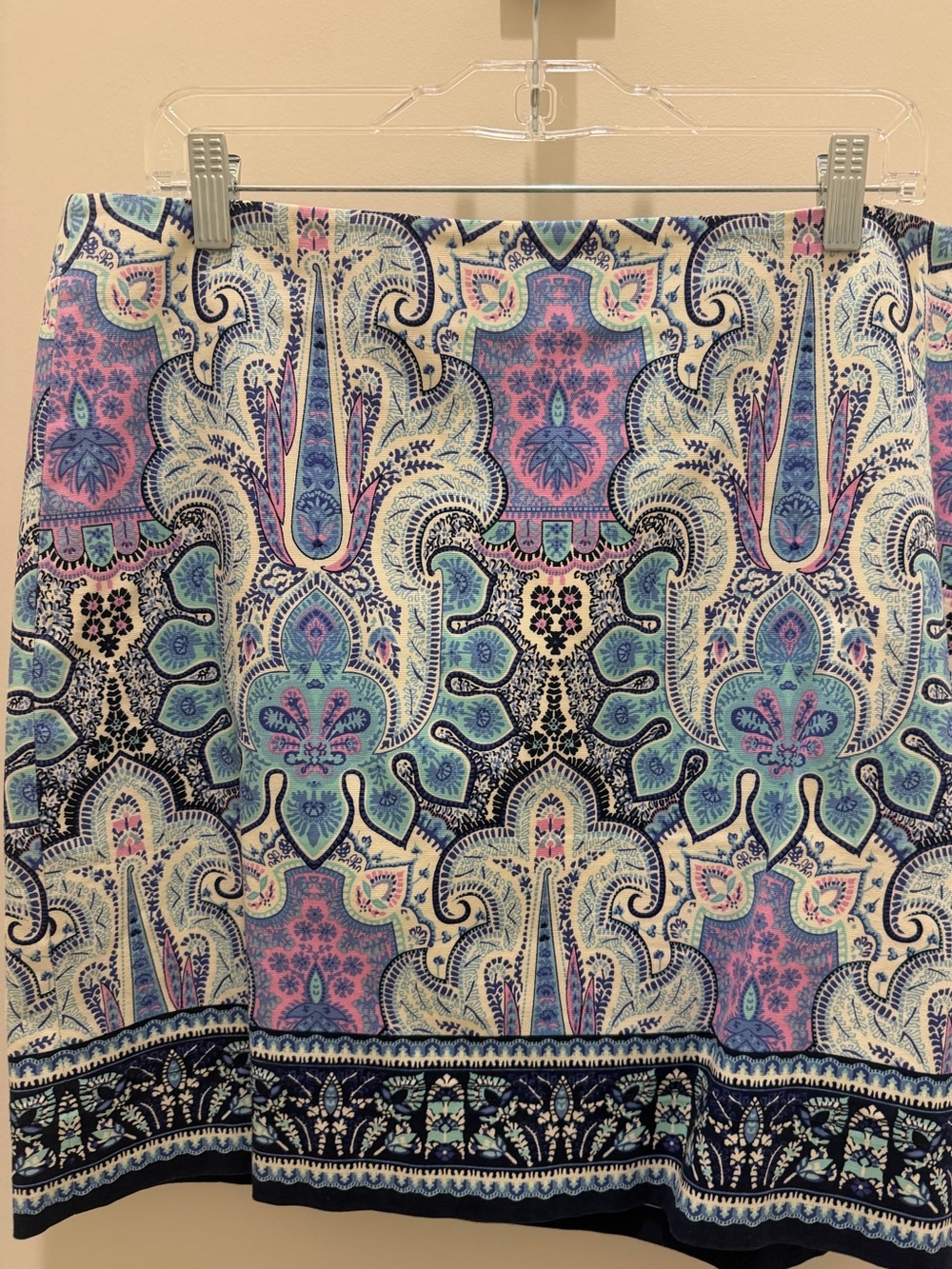 Talbots Paisley A-Line Skirt in Blue, Pink & Cream